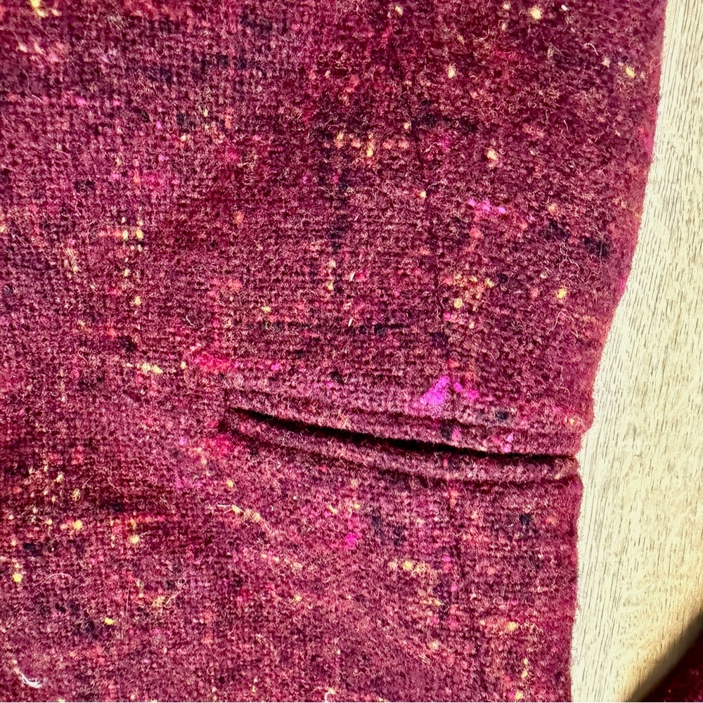 Celine Burgundy 100% Wool Coat Outwear Open Front Size 36 / US S - Picture 2 of 7